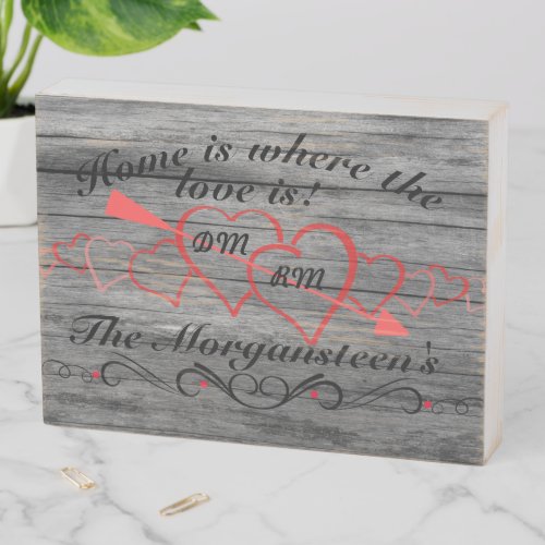 Home is Where Heart is DIY Four Hook Key Holder V2 Wooden Box Sign