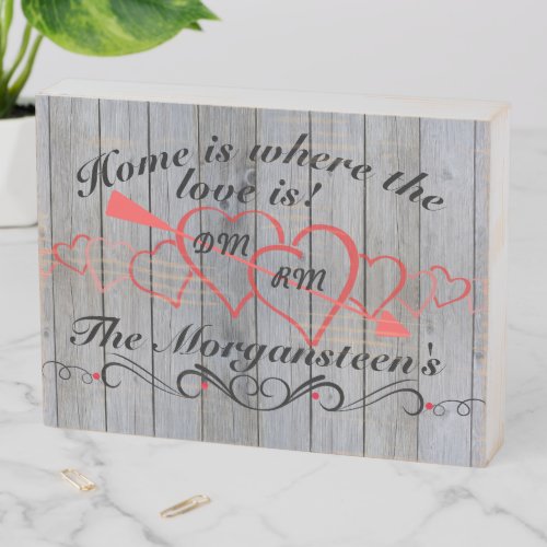 Home is Where Heart is DIY Four Hook Key Holder V3 Wooden Box Sign