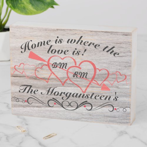 Home is Where Heart is DIY Four Hook Key Holder V5 Wooden Box Sign