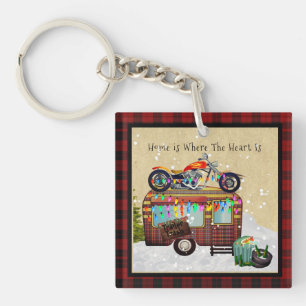 HOME IS WHERE HEART IS Funny Trailer Trash Camper Keychain