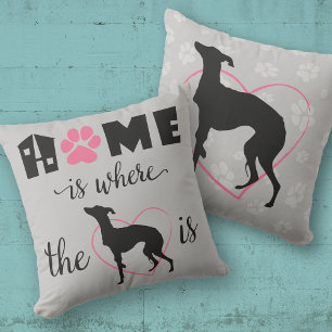 Home is where iggy dog is Quote Black text 2-sided Throw Pillow