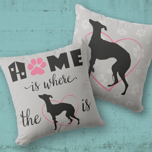 Home is where iggy dog is Quote Black text 2_sided Throw Pillow