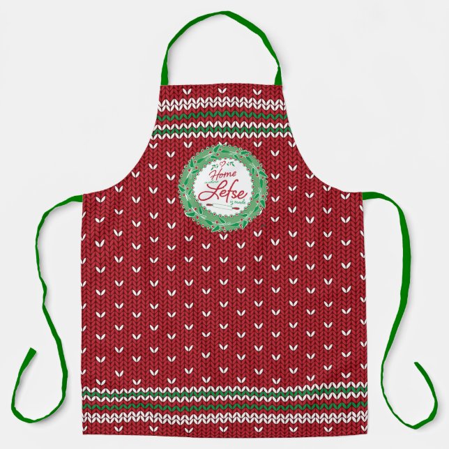 Home is Where Lefse is Made! Red Sweater Apron (Front)