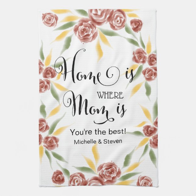 home is where mom is mother's day gift kitchen towel (Vertical)