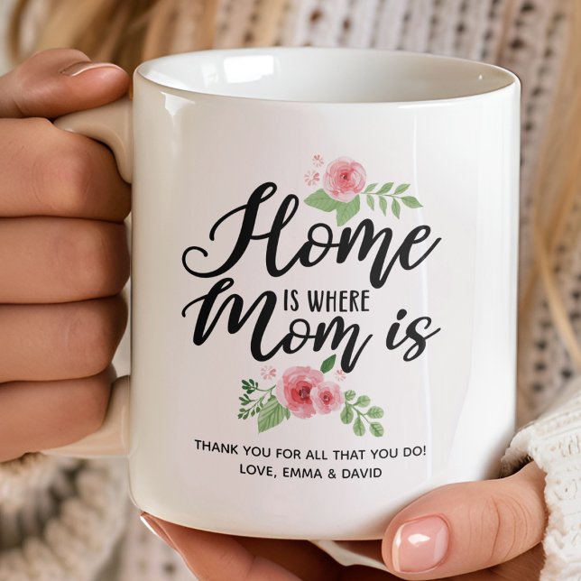 Home Is Where Mom Is Personalized Thank You Coffee Mug (Creator Uploaded)