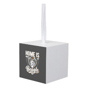 Home Is Where My Beagle Is_1 Cube Ornament