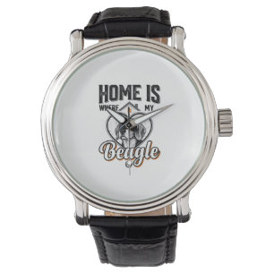 Home Is Where My Beagle Is Vintage Dog Design_1 Watch