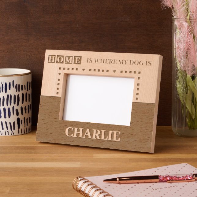 Home is where my cat dog is custom name engraved frames (Left)