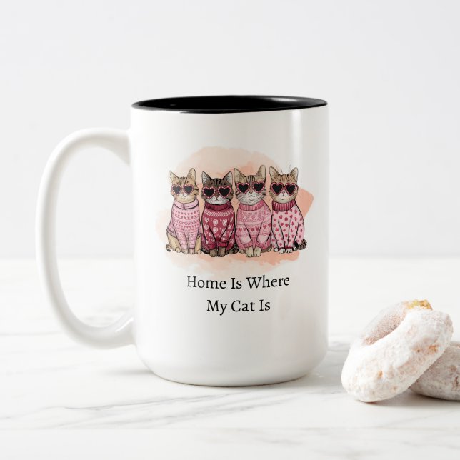 Home Is Where My Cat Is Coffee Mug (With Donut)