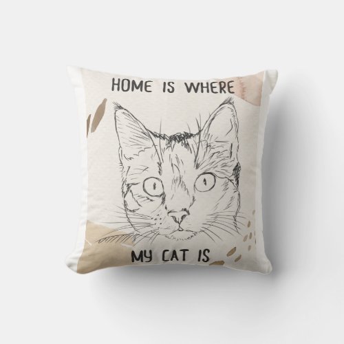 Home Is Where My Cat Is Home Is Where Cat Is Throw Pillow