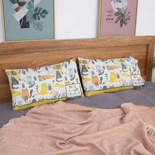 Home is Where My Cat is Pattern Monogrammed Name Pillow Case