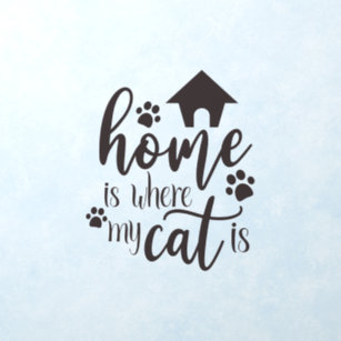 Home Is Where My Cat Is Quote Typography  Wall Decal