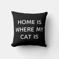 Home Is Where My Cat Is White Quote On Black 