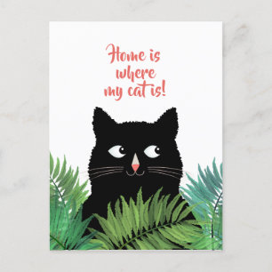 Home is where my cat lives moving announcement pos postcard