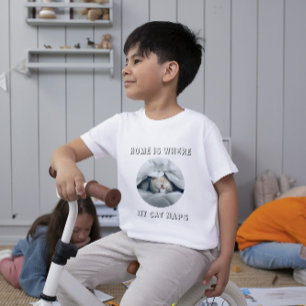 Home is where my cat naps custom pet photo kid's T-Shirt