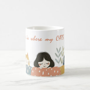 Home is Where my CATS are Cute Cat Mom  Coffee Mug