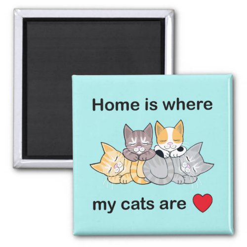 Home is where my cats are magnet turquoise 