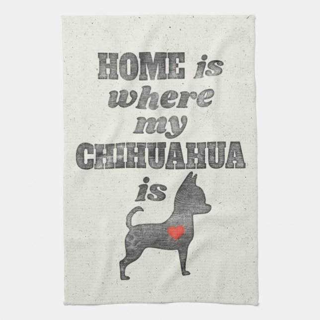 Home is Where my Chihuahua is Woodblock Printing Kitchen Towel (Vertical)
