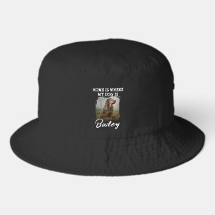 Home Is Where My Dog Is Custom Dog Name and Photo Bucket Hat