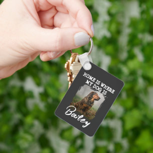 Home Is Where My Dog Is Custom Dog Name and Photo Keychain