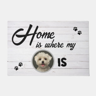 Home is Where My Dog Is Custom Photo Wood Doormat