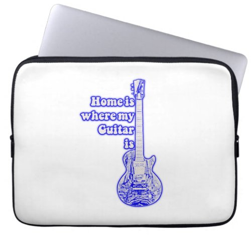 Home is where my guitar is vintage blue guitar laptop sleeve