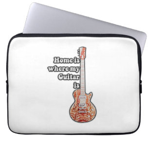 Home is where my guitar is. vintage brown guitar laptop sleeve
