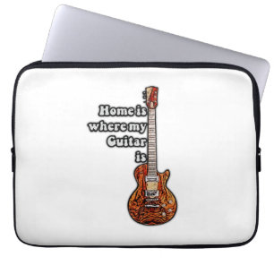 Home is where my guitar is. vintage colors guitar laptop sleeve