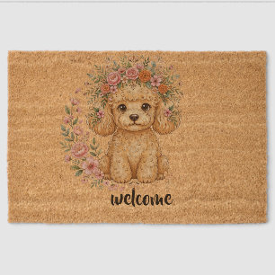 Home is where my Toy Poodle is, funny Doormat Fiber Doormat