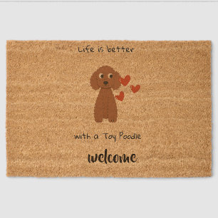 Home is where my Toy Poodle is, funny Doormat Fiber Doormat