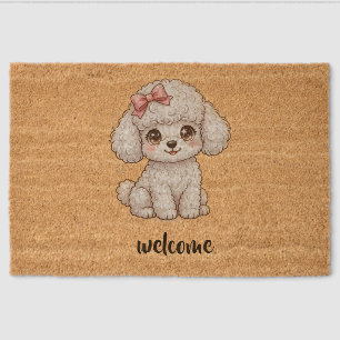 Home is where my Toy Poodle is, funny Doormat Fiber Doormat