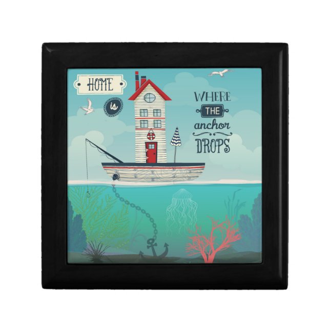Home Is Where The Anchor Drops Jewelry Box (Front)