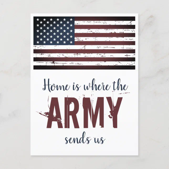 Home Is Where The Army Sends Us Military Moving Announcement Postcard