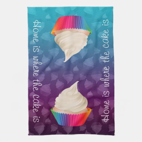 Home is Where the Cake is Cute Cupcake Kitchen Art Towel