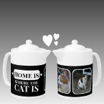 Home is where the cat is 2 photo black white teapot<br><div class="desc">Purrfect for any cat or dog cafe connoisseur or whiskered wonder's best bud, this meow-gical teapot screams "Home is where the cat is!" Featuring two photos, it's the ultimate personalized gift for crazy cat ladies (and gents!) or anyone who finds purrs more therapeutic than therapy . Crafted in sleek black...</div>