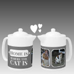 Home is where the cat is 2 photo grey white teapot<br><div class="desc">Purrfect for any cat or dog cafe connoisseur or whiskered wonder's best bud, this meow-gical teapot screams "Home is where the cat is!" Featuring two photos, it's the ultimate personalized gift for crazy cat ladies (and gents!) or anyone who finds purrs more therapeutic than therapy . Crafted in sleek grey...</div>