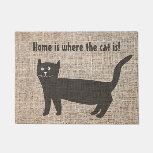 Home Is Where the Cat Is Black Cat Doormat