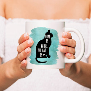 Home Is Where The Cat Is - Blue Coffee Mug