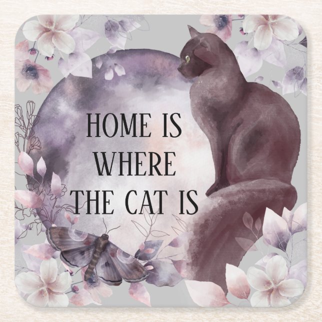 Home is Where the Cat is Elegant Magical Coasters (Front)
