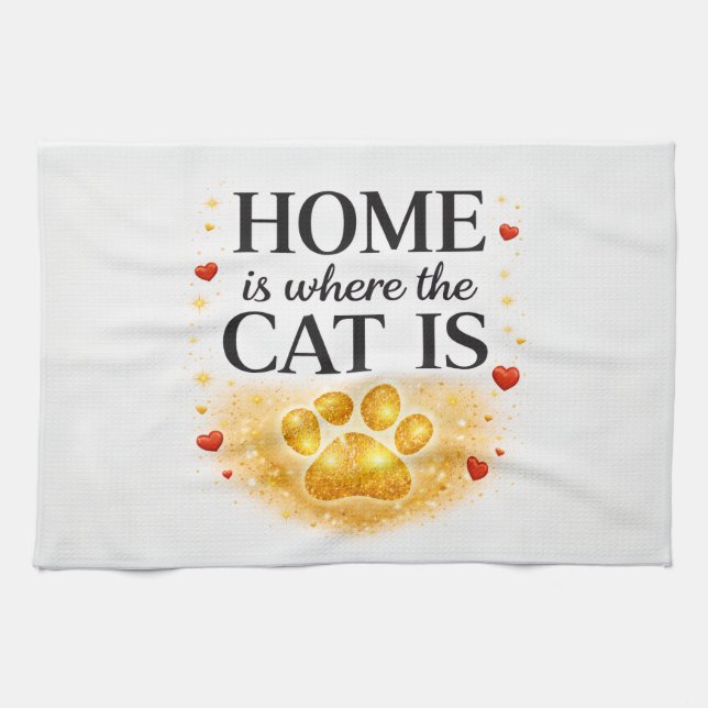 Home is Where the Cat is Kitchen Towel 16X24 (Horizontal)