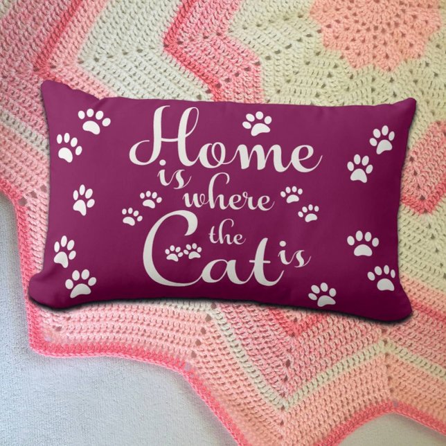 Home is where the Cat is little Paws Lumbar Pillow (Creator Uploaded)