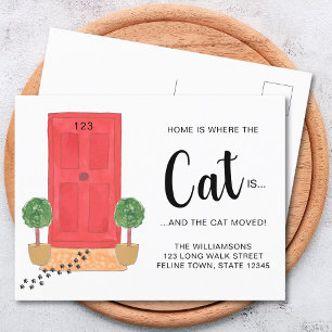 Home Is Where The Cat Is Moving Announcement Postcard