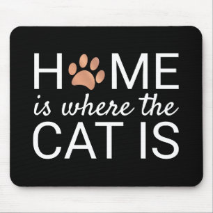 Home Is Where The Cat Is Rose Gold Foil Paw Print Mouse Pad