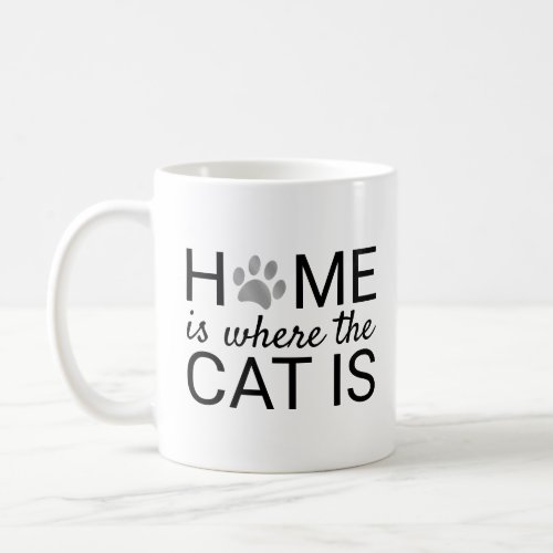 Home Is Where The Cat Is Silver Foil Paw Prints Coffee Mug