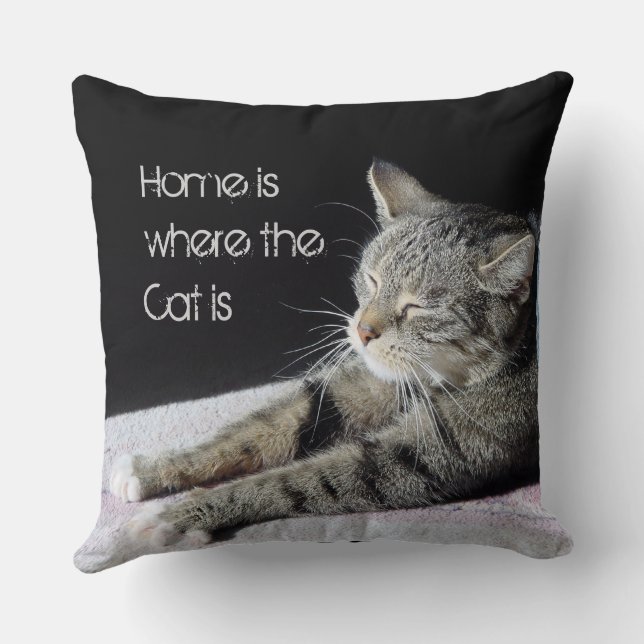 Home is where the Cat is Throw Pillow (Back)