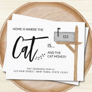 Home is Where The Cat Is We've Moved Cat Moving Announcement Postcard