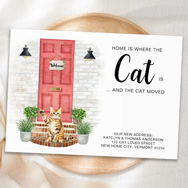 Home Is Where The Cat Is We've Moved Cat Moving Announcement Postcard (Creator Uploaded)