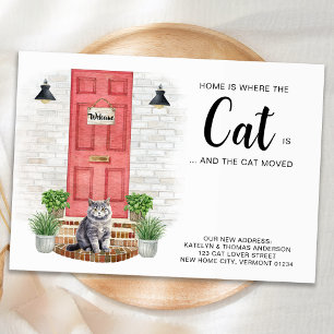 Home Is Where The Cat Is We've Moved Cat Moving Announcement Postcard