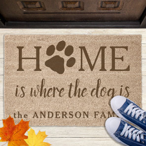 Home Is Where The Dog Is Personalized Name Coir Fiber Doormat
