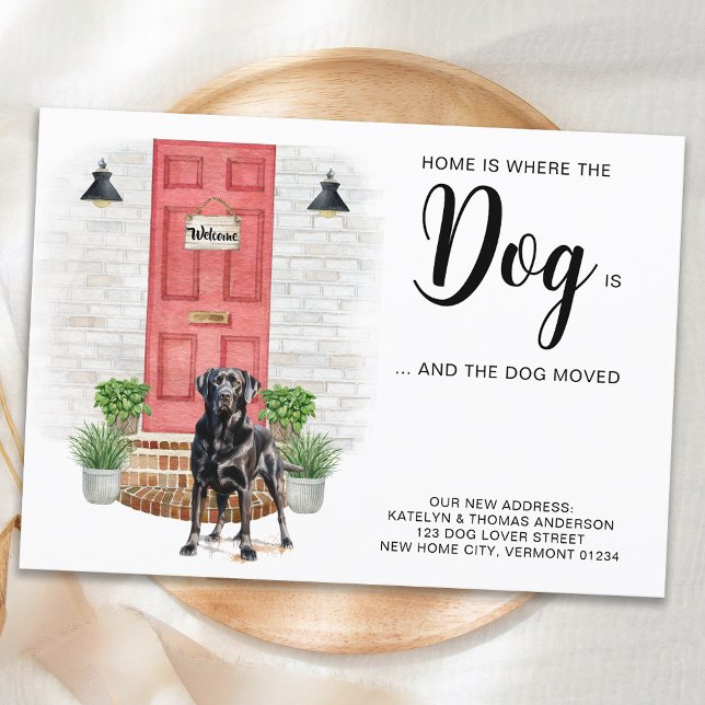 Home Is Where The Dog Is We've Moved Dog Moving Announcement Postcard (Creator Uploaded)